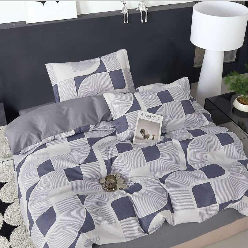 Lenjerie de Pat Bumbac Finet 1 Persoana – 4 Piese. Confort Premium & Design Modern | COD 0675-S