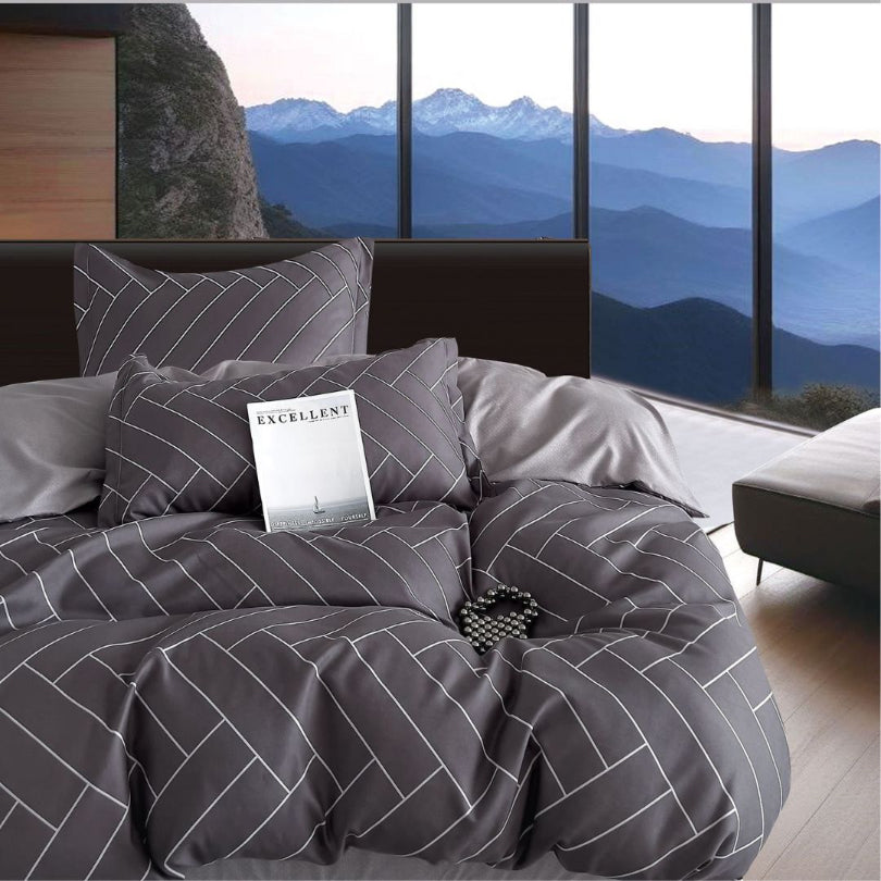 Lenjerie de Pat Bumbac Finet 1 Persoana – 4 Piese. Confort Premium & Design Modern | COD 0691-S