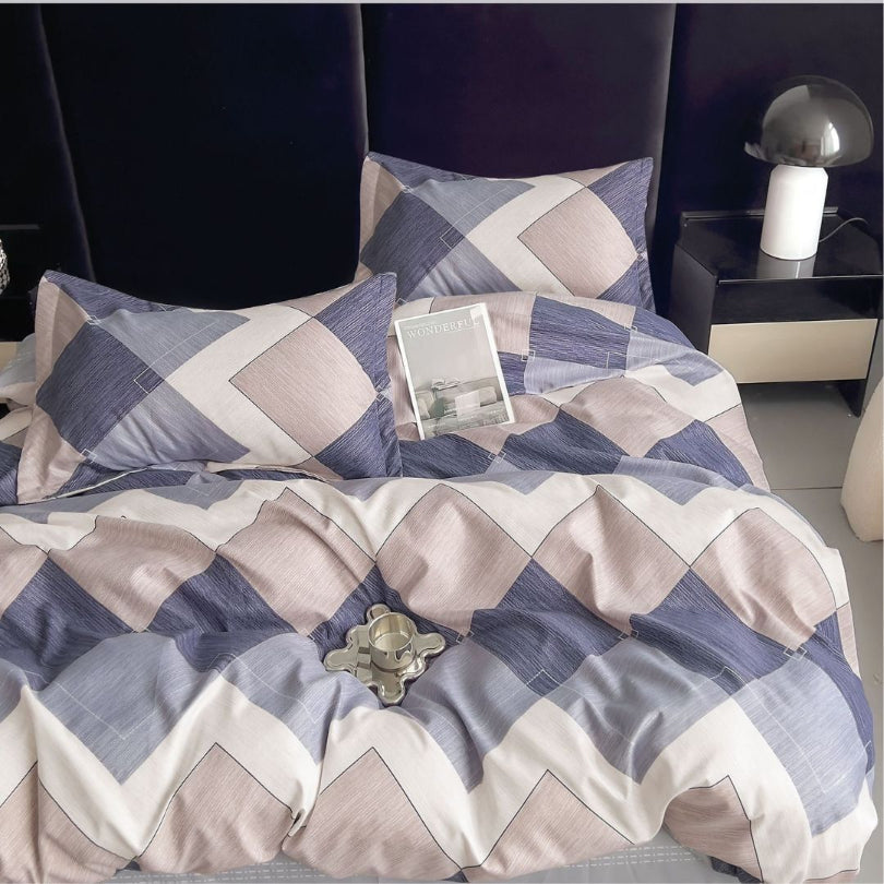 Lenjerie de Pat Bumbac Finet 1 Persoana – 4 Piese. Confort Premium & Design Modern | COD 0702-S