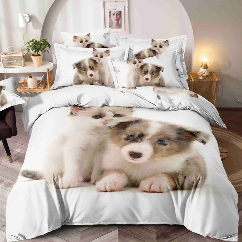 Lenjerie de Pat Bumbac Finet 3D 1 Persoana  4 Piese – Confort Premium si Design Modern | COD 1723-J