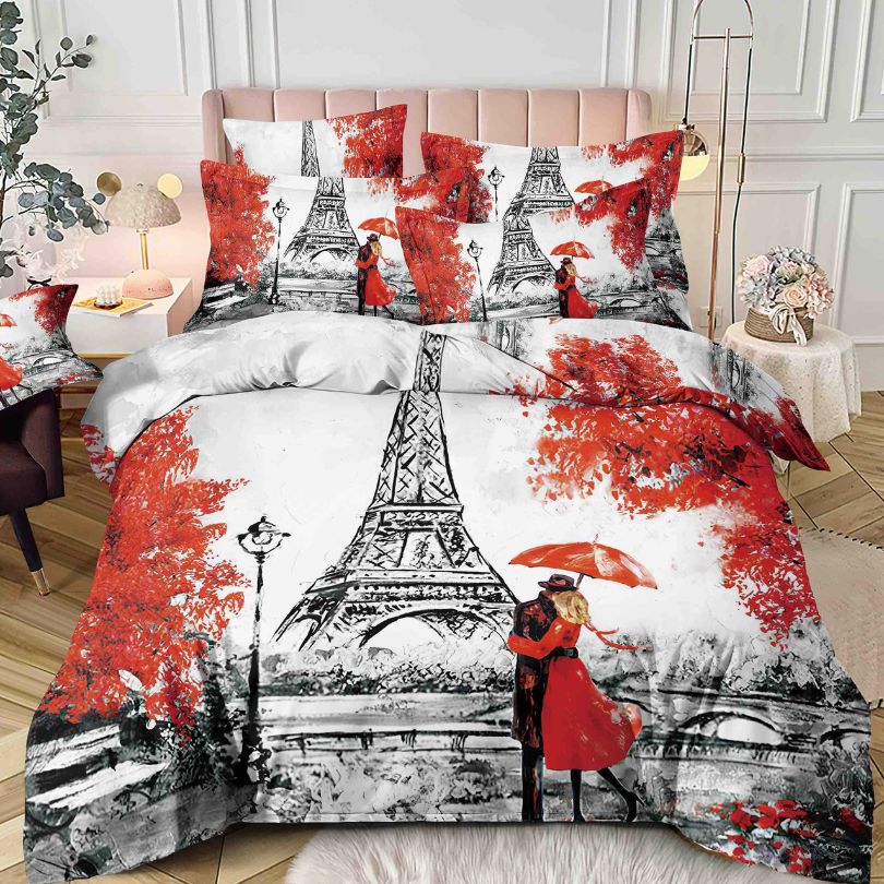 Lenjerie de Pat Bumbac Finet 3D 1 Persoana  4 Piese – Confort Premium si Design Modern | COD 1725-J