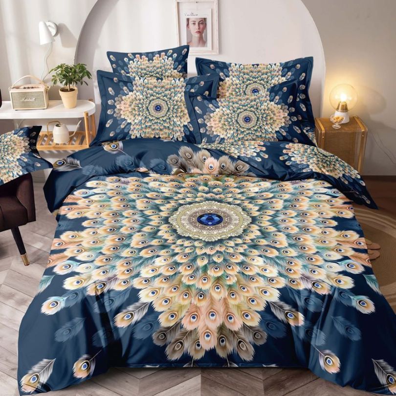 Lenjerie de Pat Bumbac Finet 3D 1 Persoana  4 Piese – Confort Premium si Design Modern | COD 1729-J