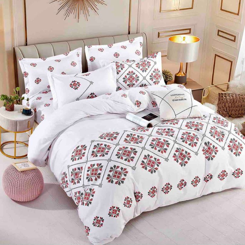 Lenjerie de Pat Bumbac Finet 4 Piese – Confort Premium si Design Modern | COD 0188-J