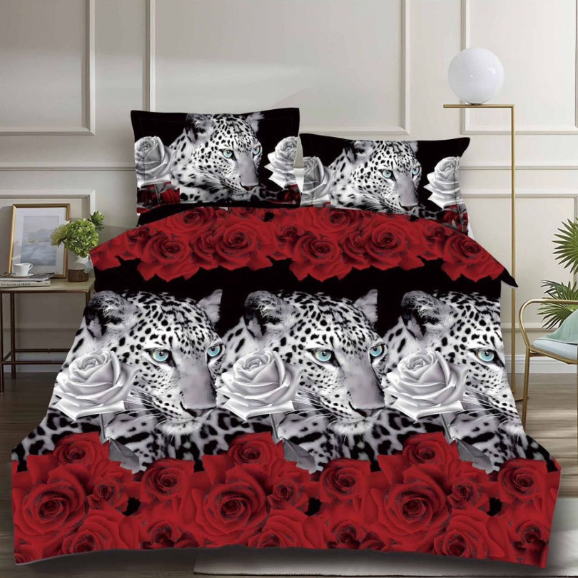 Lenjerie de Pat Bumbac Satinat 3D – 4 Piese | Confort Premium si Design Modern | COD 0620-S