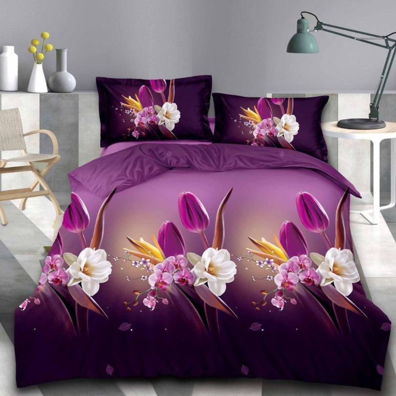 Lenjerie de Pat Bumbac Satinat 3D – 4 Piese | Confort Premium si Design Modern | COD 0627-S