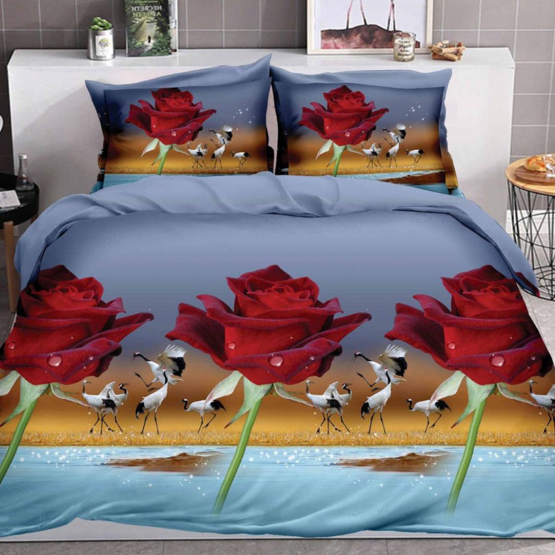 Lenjerie de Pat Bumbac Satinat 3D – 4 Piese | Confort Premium si Design Modern | COD 0636-S