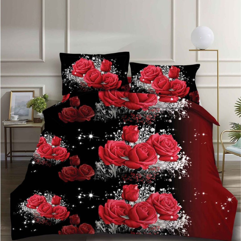 Lenjerie de Pat Bumbac Satinat 3D – 4 Piese | Confort Premium si Design Modern | COD 0651-S