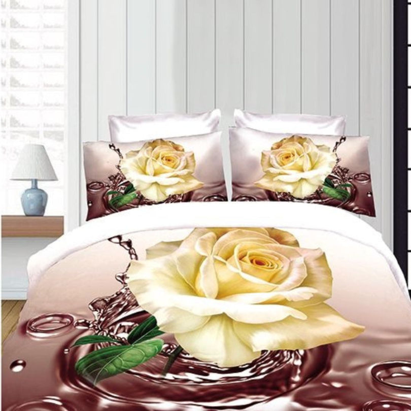 Lenjerie de Pat Bumbac Satinat 3D – 4 Piese | Confort Premium si Design Modern | COD 0670-S