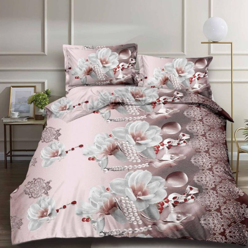 Lenjerie de Pat Bumbac Satinat 3D – 4 Piese | Confort Premium si Design Modern | COD 0677-S