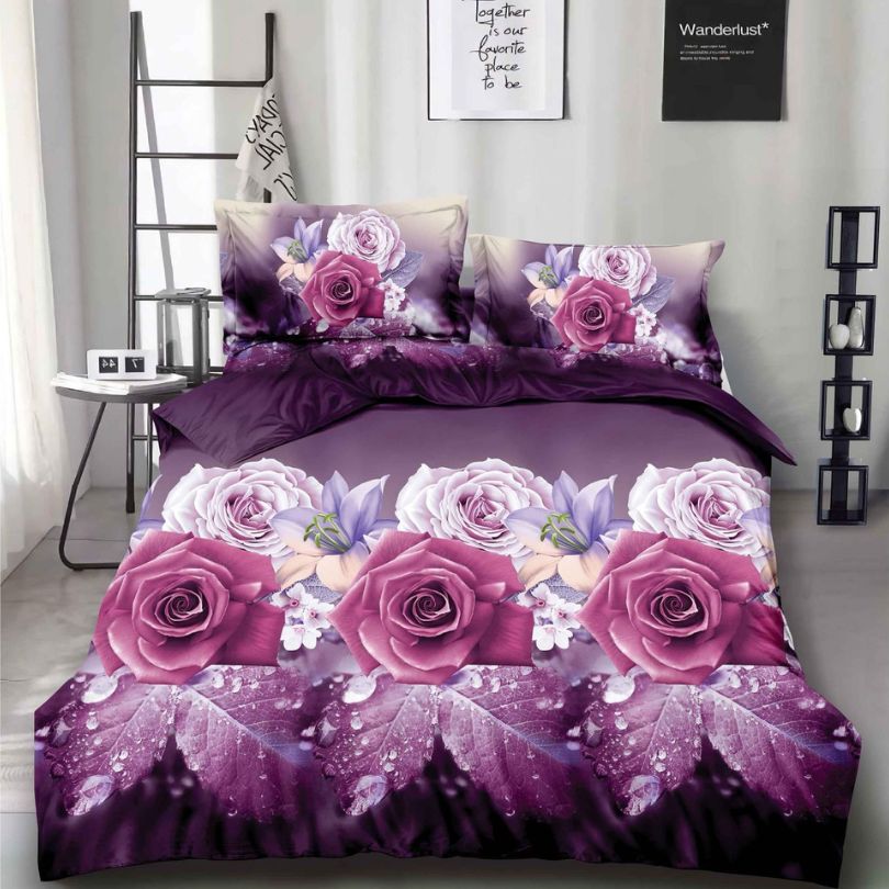 Lenjerie de Pat Bumbac Satinat 3D – 4 Piese | Confort Premium si Design Modern | COD 1326-S 