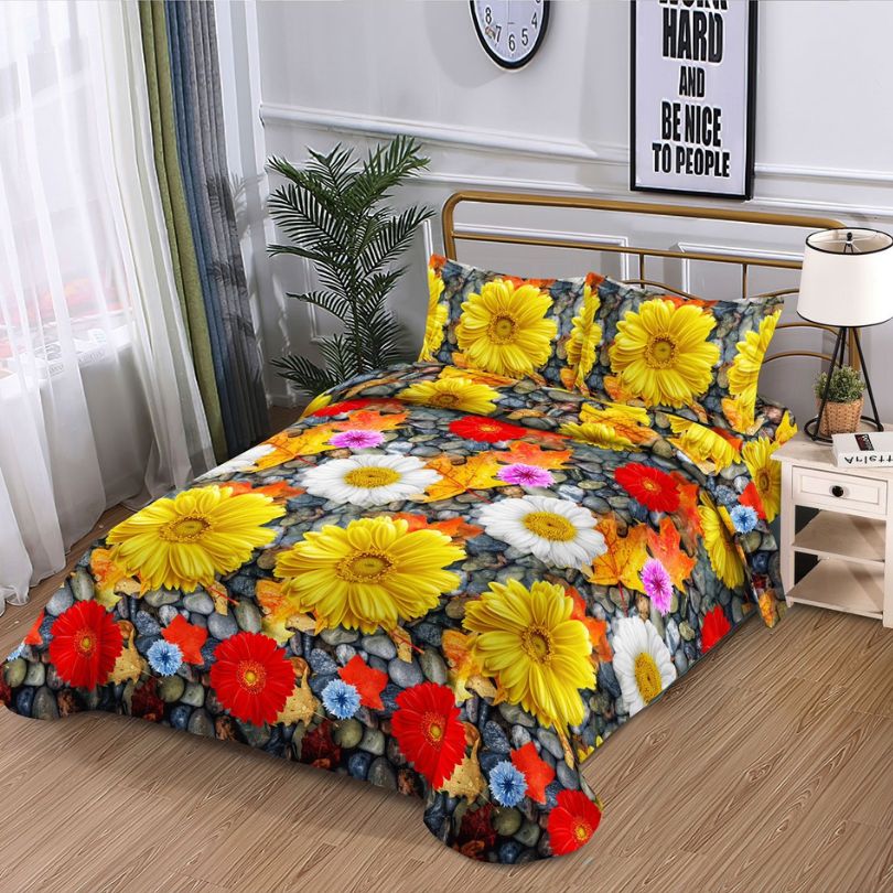 Lenjerie de Pat Bumbac Satinat 3D – 4 Piese | Confort Premium si Design Modern | COD 1328-S (