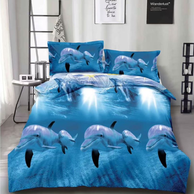 Lenjerie de Pat Bumbac Satinat 3D – 4 Piese | Confort Premium si Design Modern | COD 1329-S 