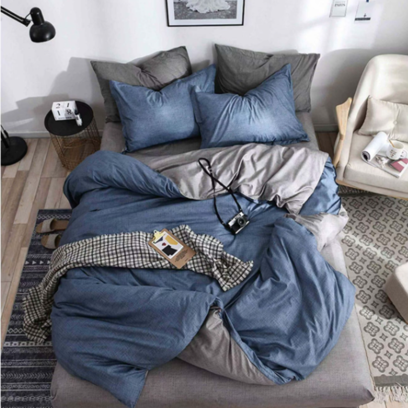 Lenjerie de Pat Bumbac Satinat cu Elastic – 4 Piese | Confort si Eleganta | COD 0402 - S