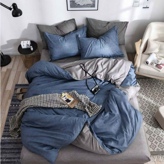 Lenjerie de Pat Bumbac Satinat cu Elastic – 4 Piese | Confort si Eleganta | COD 0402 - S