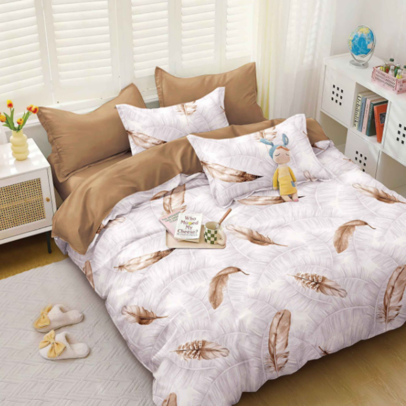 Lenjerie de Pat Bumbac Satinat cu Elastic – 4 Piese | Confort si Eleganta | COD 0405 - S