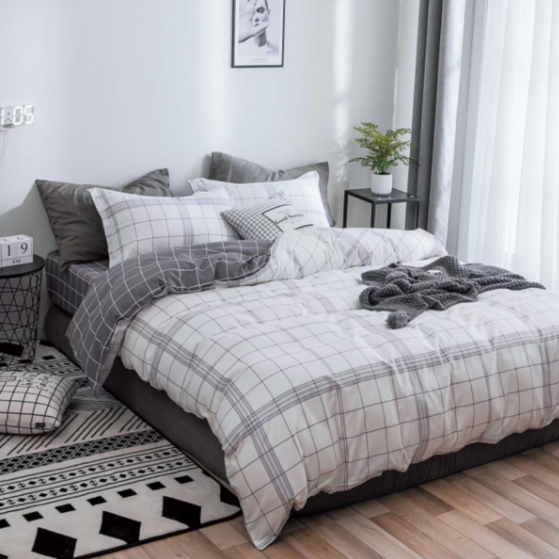 Lenjerie de Pat Bumbac Satinat cu Elastic – 4 Piese | Confort si Eleganta | COD 0409 - S