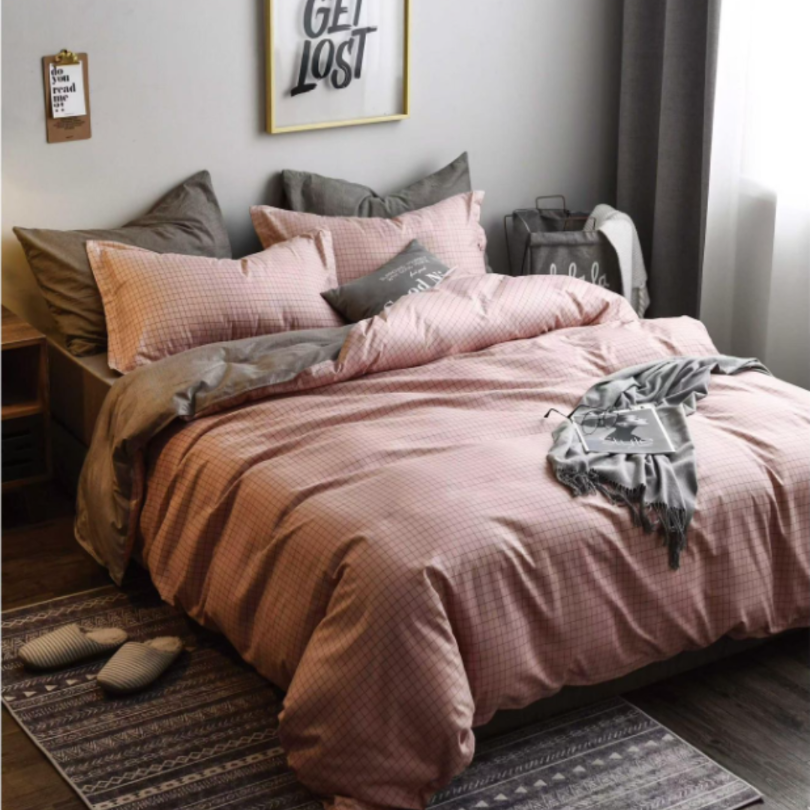 Lenjerie de Pat Bumbac Satinat cu Elastic – 4 Piese | Confort si Eleganta | COD 0412 - S