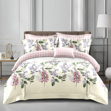 Lenjerie de Pat Bumbac Satinat cu Elastic – 4 Piese | Confort si Eleganta | COD 0419 - S