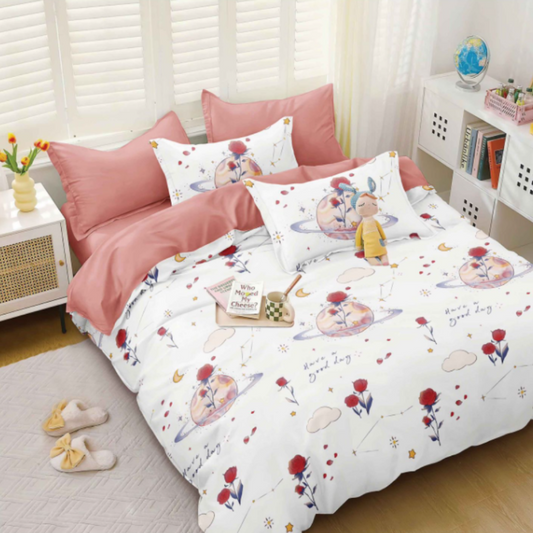 Lenjerie de Pat Bumbac Satinat cu Elastic – 4 Piese | Confort si Eleganta | COD 0448 - S