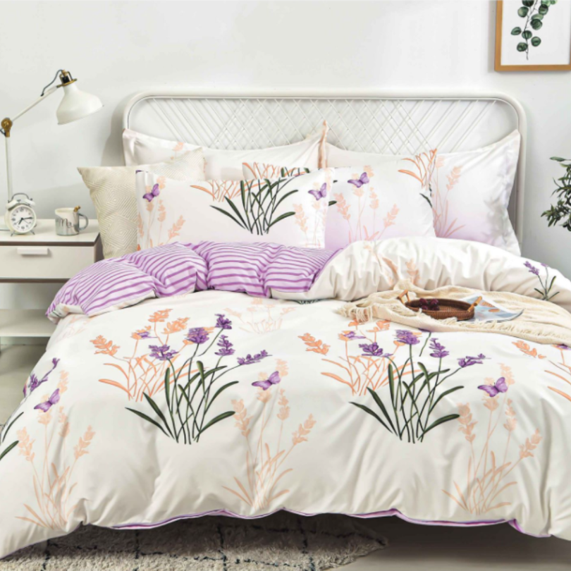 Lenjerie de Pat Bumbac Satinat cu Elastic – 4 Piese | Confort si Eleganta | COD 0450 - S