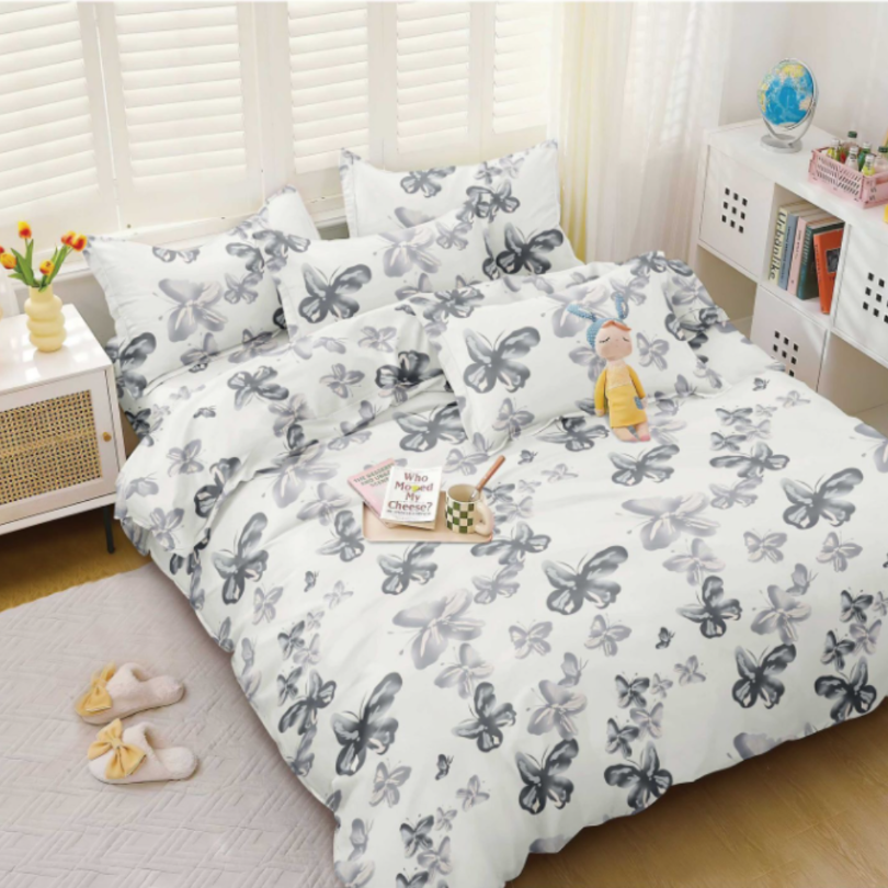 Lenjerie de Pat Bumbac Satinat cu Elastic – 4 Piese | Confort si Eleganta | COD 0453 - S