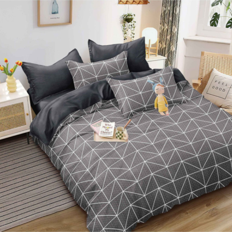 Lenjerie de Pat Bumbac Satinat cu Elastic – 4 Piese | Confort si Eleganta | COD 0458 - S