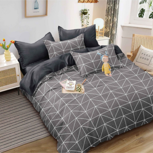 Lenjerie de Pat Bumbac Satinat cu Elastic – 4 Piese | Confort si Eleganta | COD 0458 - S