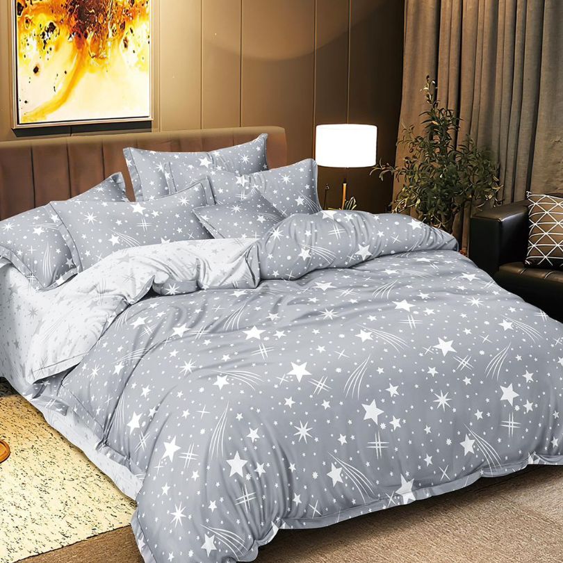 Lenjerie de Pat Bumbac Satinat cu Elastic – 4 Piese | Confort si Eleganta | COD 1246 - S