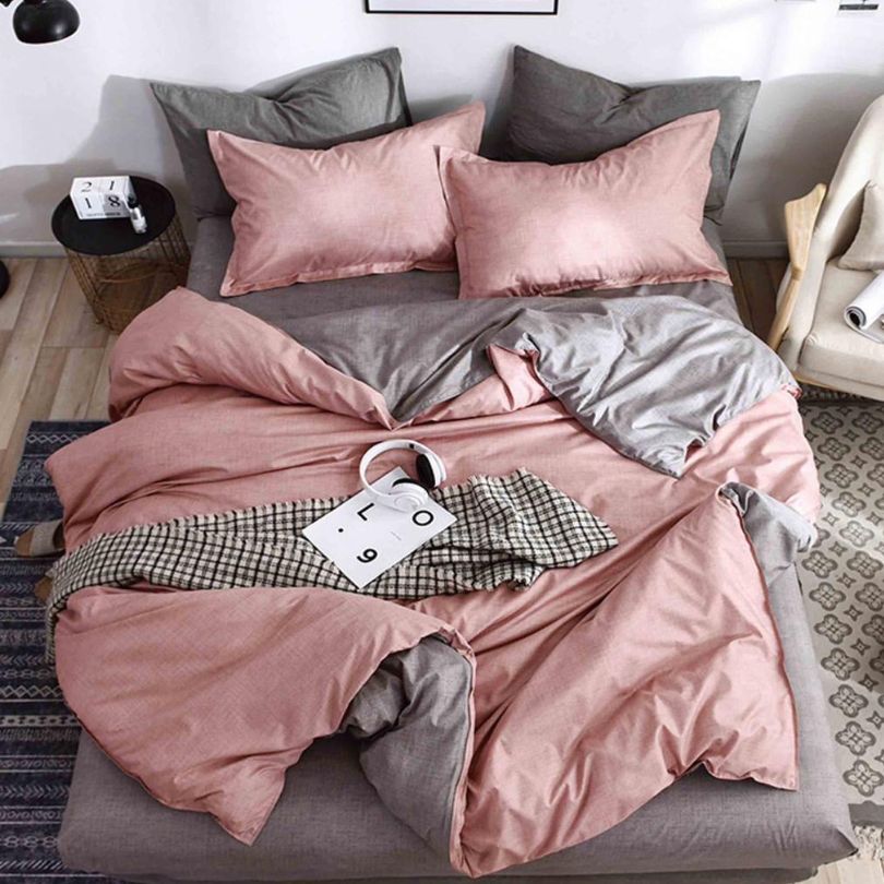 Lenjerie de Pat Bumbac Satinat cu Elastic – 4 Piese | Confort si Eleganta | COD 1258 - S 