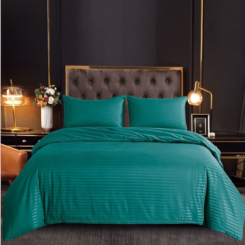 Lenjerie de Pat Damasc 4 Piese cu Elastic – Eleganta si Confort Premium | COD 1526-S