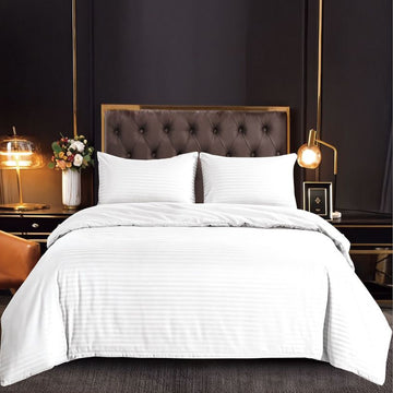 Lenjerie de Pat Damasc 4 Piese cu Elastic – Eleganta si Confort Premium | COD 1530-S