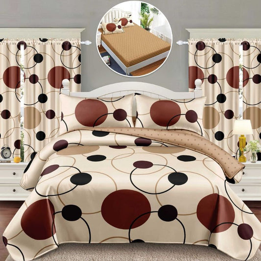 Lenjerie de Pat Finet 1 Persoana cu Elastic – 4 Piese + 2 Draperii Asortate | Set Complet, Calitate Premium | COD: 1426-S