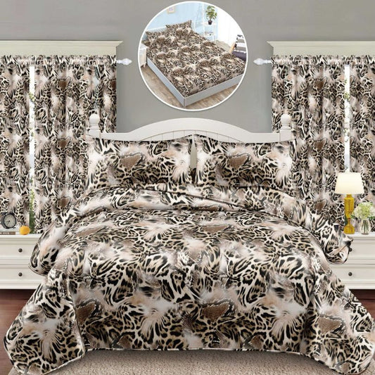 Lenjerie de Pat Finet 1 Persoana cu Elastic – 4 Piese + 2 Draperii Asortate | Set Complet, Calitate Premium | COD: 1431-S