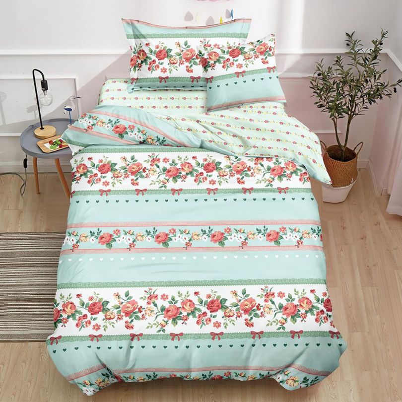 Lenjerie de Pat Finet 1 Persoana cu Elastic 4 Piese – Confort Premium și Design Modern | COD 0705-S