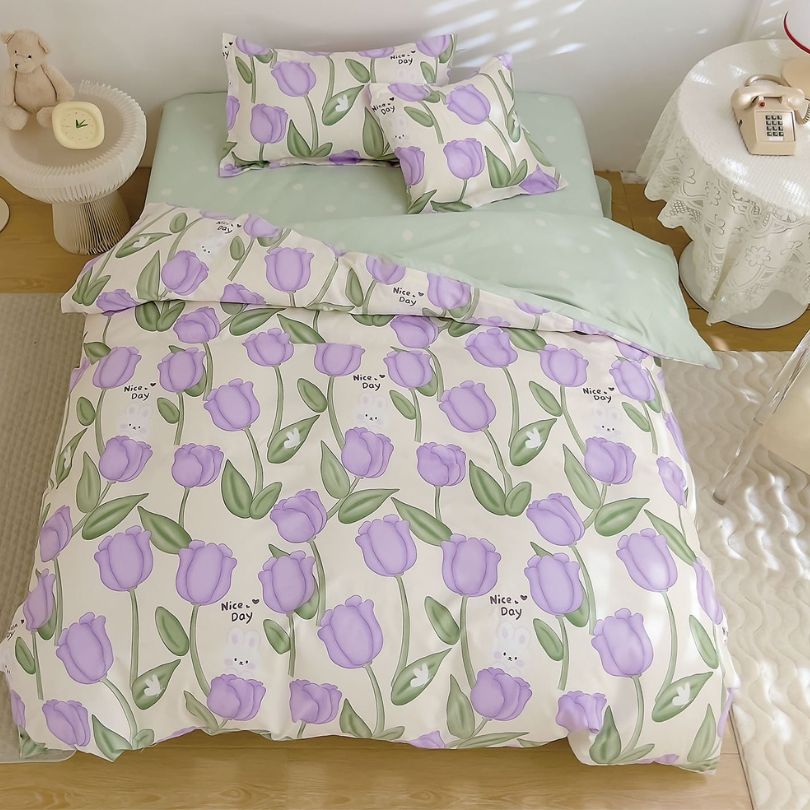 Lenjerie de Pat Finet 1 Persoana cu Elastic 4 Piese – Confort Premium si Design Modern | COD 0714-S