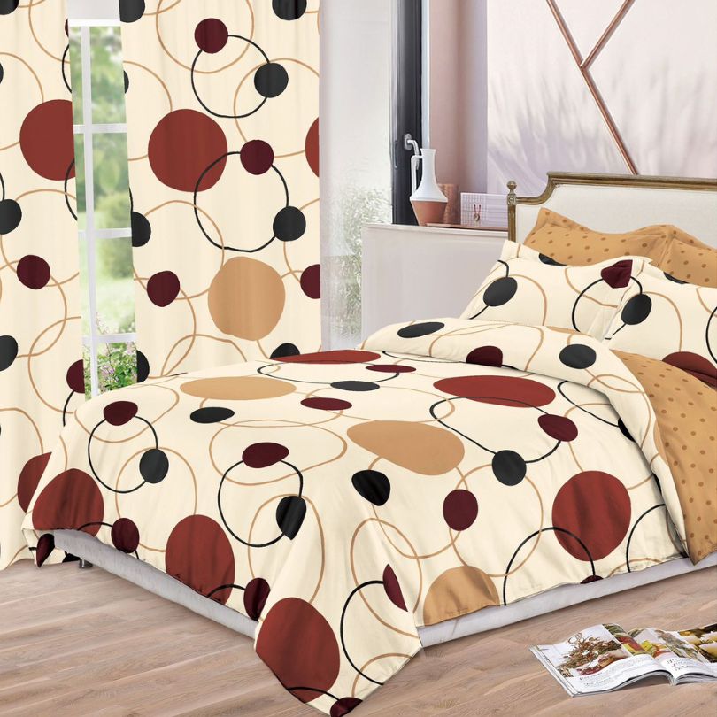 Lenjerie de Pat Finet  – 6 Piese + 2 Draperii Asortate | Set Complet Elegant si Practic | COD: 1482-S