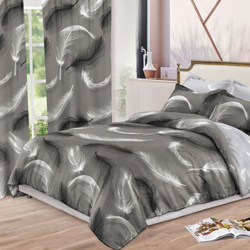 Lenjerie de Pat Finet  – 6 Piese + 2 Draperii Asortate | Set Complet Elegant si Practic | COD: 1484-S