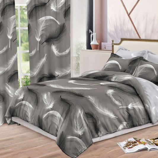 Lenjerie de Pat Finet  – 6 Piese + 2 Draperii Asortate | Set Complet Elegant si Practic | COD: 1484-S