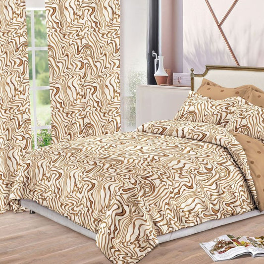 Lenjerie de Pat Finet  – 6 Piese + 2 Draperii Asortate | Set Complet Elegant si Practic | COD: 1486-S