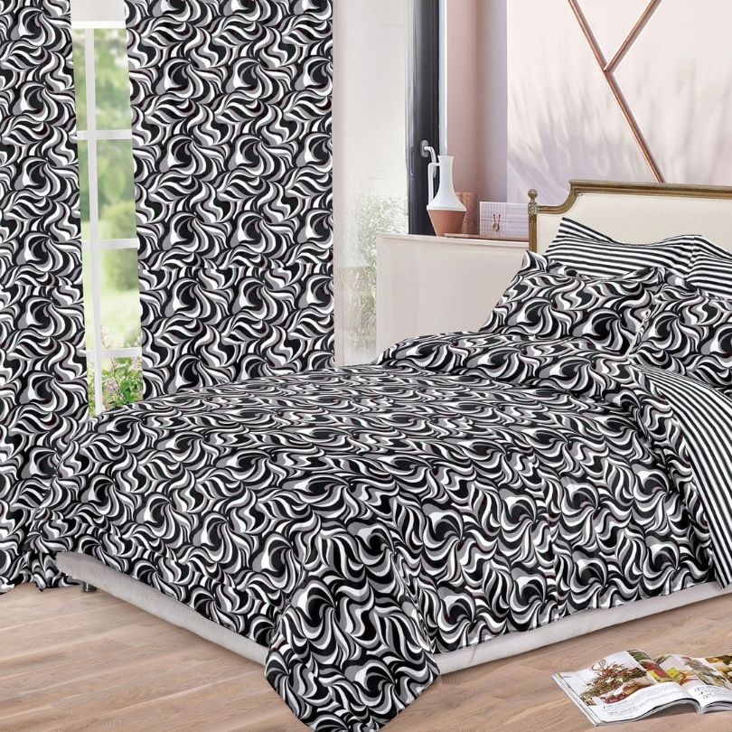 Lenjerie de Pat Finet  – 6 Piese + 2 Draperii Asortate | Set Complet Elegant si Practic | COD: 1490-S