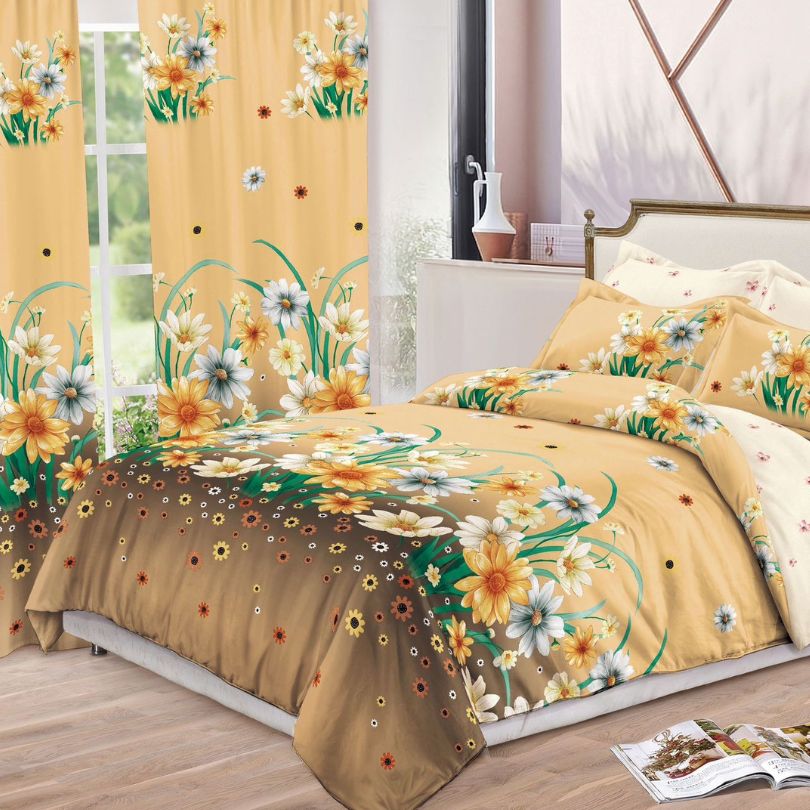 Lenjerie de Pat Finet  – 6 Piese + 2 Draperii Asortate | Set Complet Elegant si Practic | COD: 1492-S