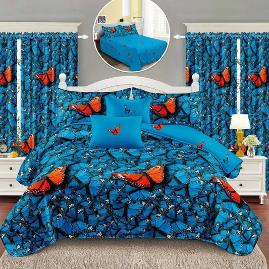 Lenjerie de Pat Finet  – 6 Piese + 2 Draperii Asortate | Set Complet Elegant si Practic | COD: 1495-S