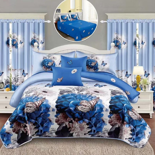 Lenjerie de Pat Finet  – 6 Piese + 2 Draperii Asortate | Set Complet Elegant si Practic | COD: 1496-S