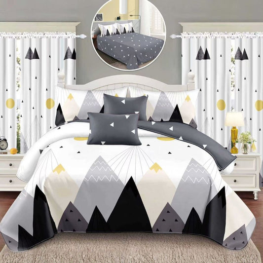 Lenjerie de Pat Finet  – 6 Piese + 2 Draperii Asortate | Set Complet Elegant si Practic | COD: 1500-S