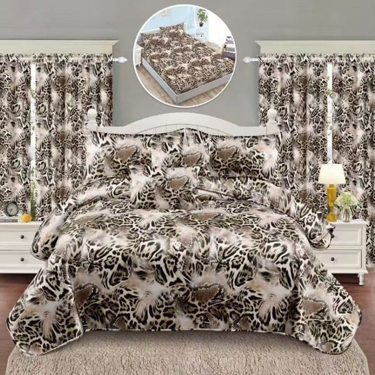 Lenjerie de Pat Finet cu Elastic – 6 Piese + 2 Draperii Asortate | Set Complet Elegant si Practic | COD: 1472-S