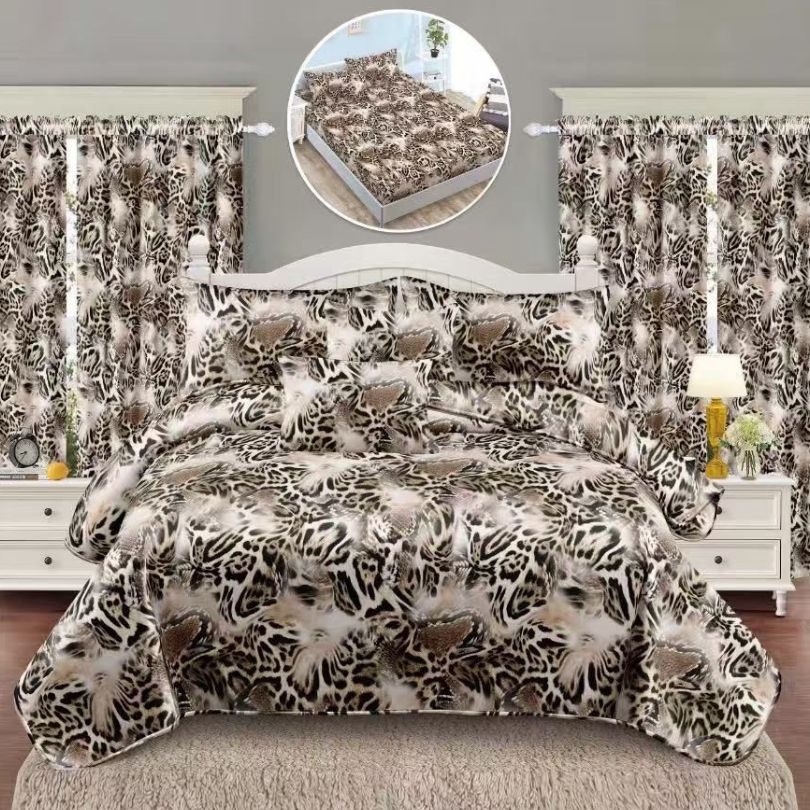 Lenjerie de Pat Finet cu Elastic – 6 Piese + 2 Draperii Asortate | Set Complet Elegant si Practic | COD: 1472-S