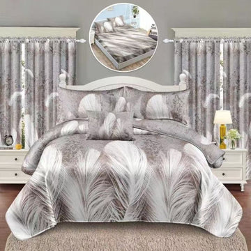 Lenjerie de Pat Finet cu Elastic – 6 Piese + 2 Draperii Asortate | Set Complet Elegant si Practic | COD: 1473-S