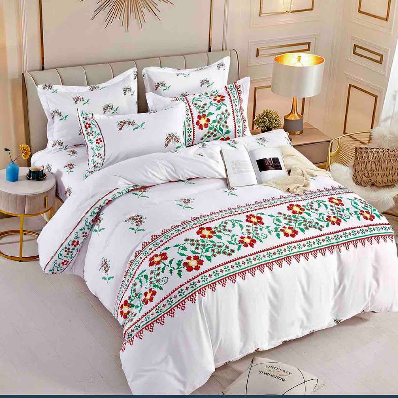 Lenjerie de Pat din Bumbac Finet cu Elastic – 6 Piese | Confort si Eleganta | COD 0115-J