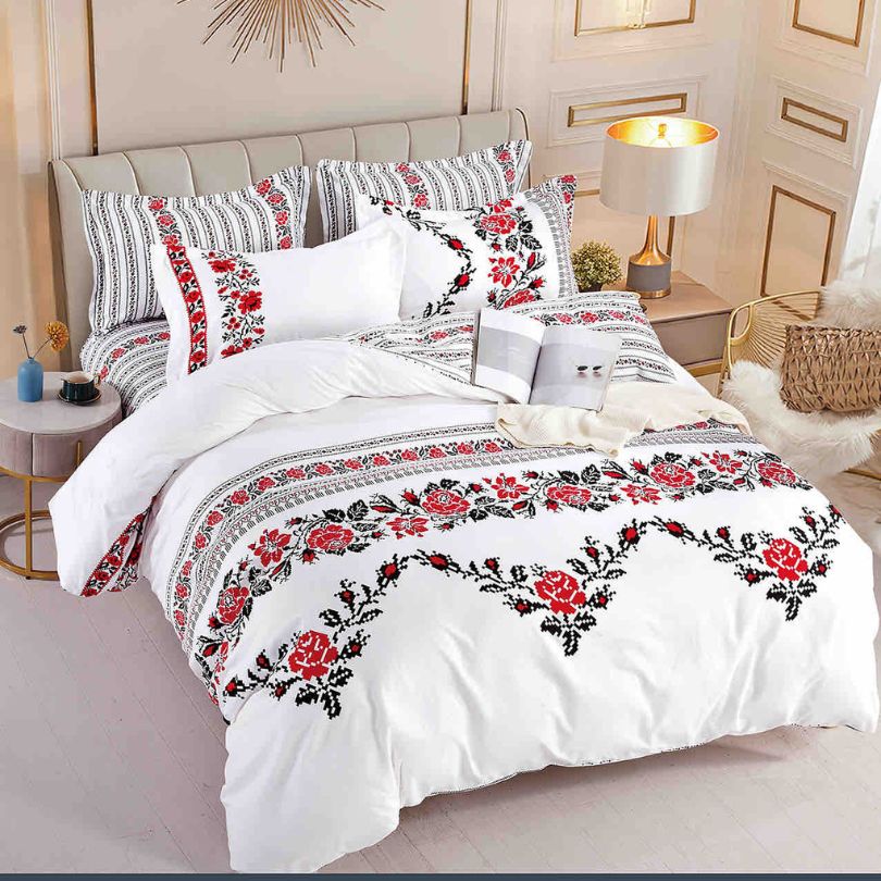 Lenjerie de Pat din Bumbac Finet cu Elastic – 6 Piese | Confort si Eleganta | COD 0117-J