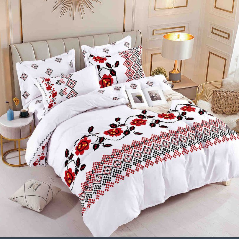 Lenjerie de Pat din Bumbac Finet cu Elastic – 6 Piese | Confort si Eleganta | COD 0118-J